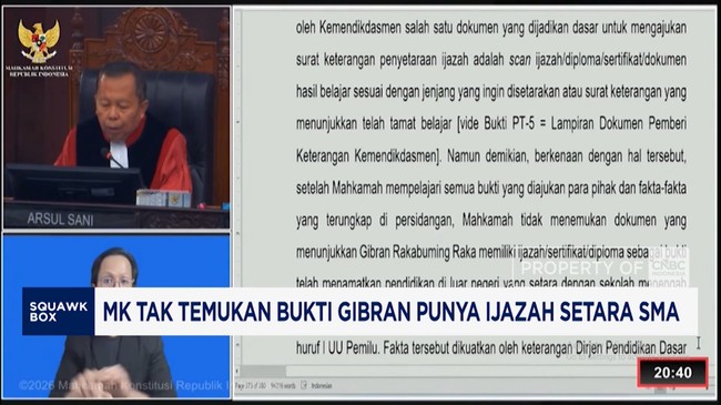 MK Tak Temukan Bukti Gibran Punya Ijazah Setara SMA – Publik Pos Update