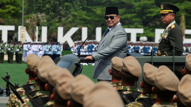 Momen Presiden Prabowo Jadi Inspektur Upacara Peringatan HUT ke-81 TNI